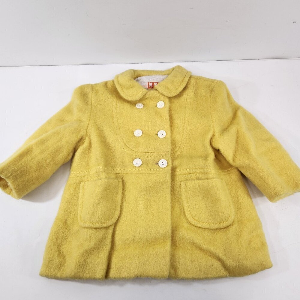 Vintage May May Baby Winter Coat Yellow Wool 18 Months